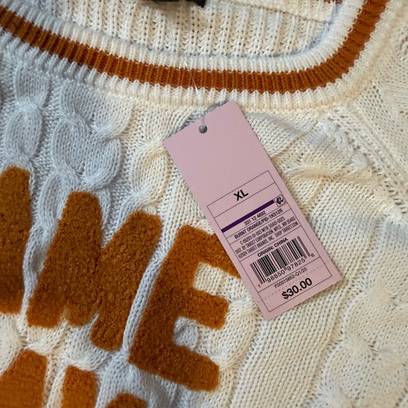 Wild Fable White and Orange Game Day Sweater - Picture 2 of 3